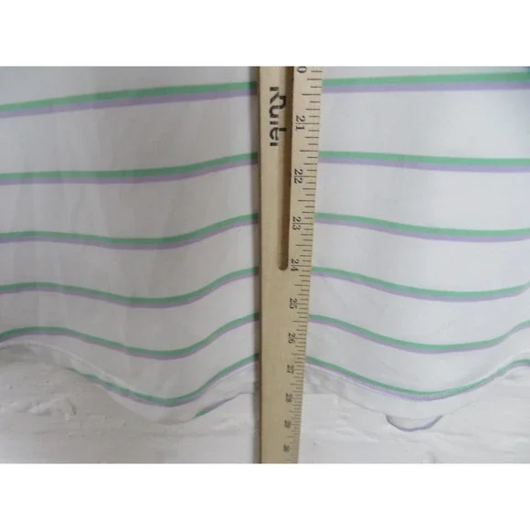 FootJoy Shirt Women Extra Large White Stripe Purple Green Golf Polo Performance - Picture 7 of 7